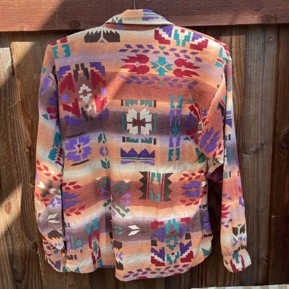 Vintage Roper Southwestern print flannel shirt - Picture 2 of 11